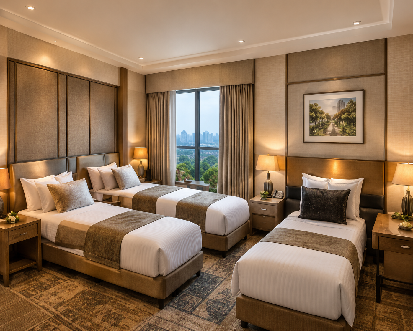 Quad Room with four comfortable beds for families